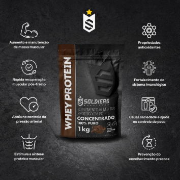 Whey Protein Concentrado Soldiers Nutrition 1kg Chocolate Belga