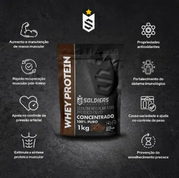 Whey Protein Concentrado Soldiers Nutrition 1kg Chocolate Belga