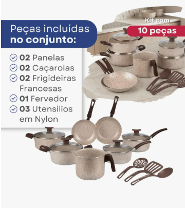 Jogo de Panelas 10 Peças Baunilha 2