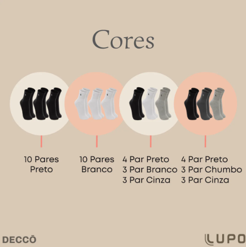 Kit 10 Pares de Meias Lupo 2