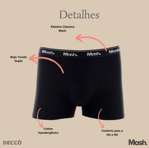 Kit 10 Cuecas Boxer Mash 3