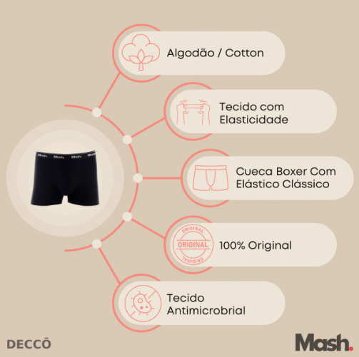 Kit 10 Cuecas Boxer Mash 4