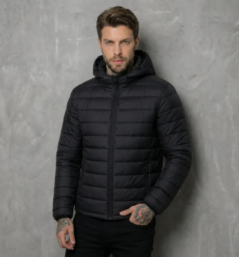 Jaqueta Puffer de Frio Impermeável preta
