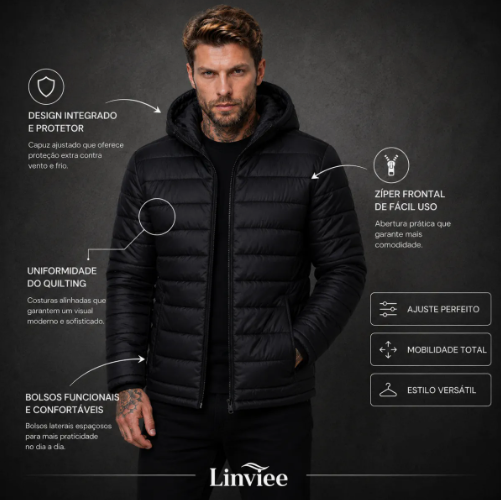 Jaqueta puffer preta - imagem 2