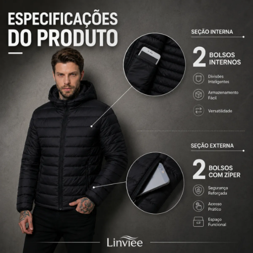 Jaqueta puffer preta - imagem 4