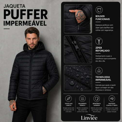 Jaqueta puffer preta - imagem 5