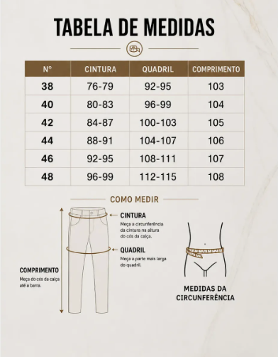 Calça Masculina Sarja Premium Esporte Fino com Elastano