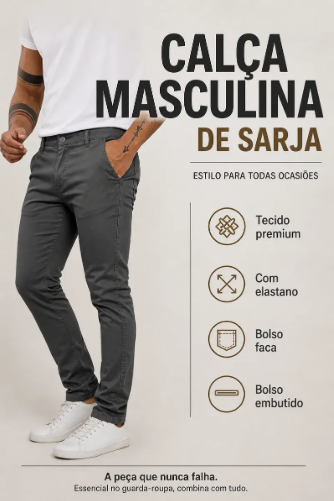 Calça masculina sarja premium 3